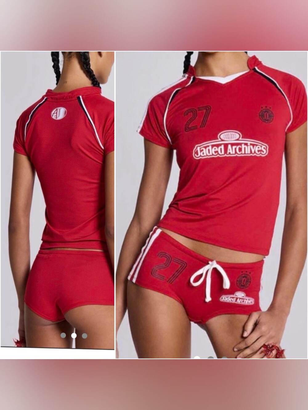 Jaded London 2026 Red League Jersey Micro Short + Jersey Top SET S - Picture 3 of 4